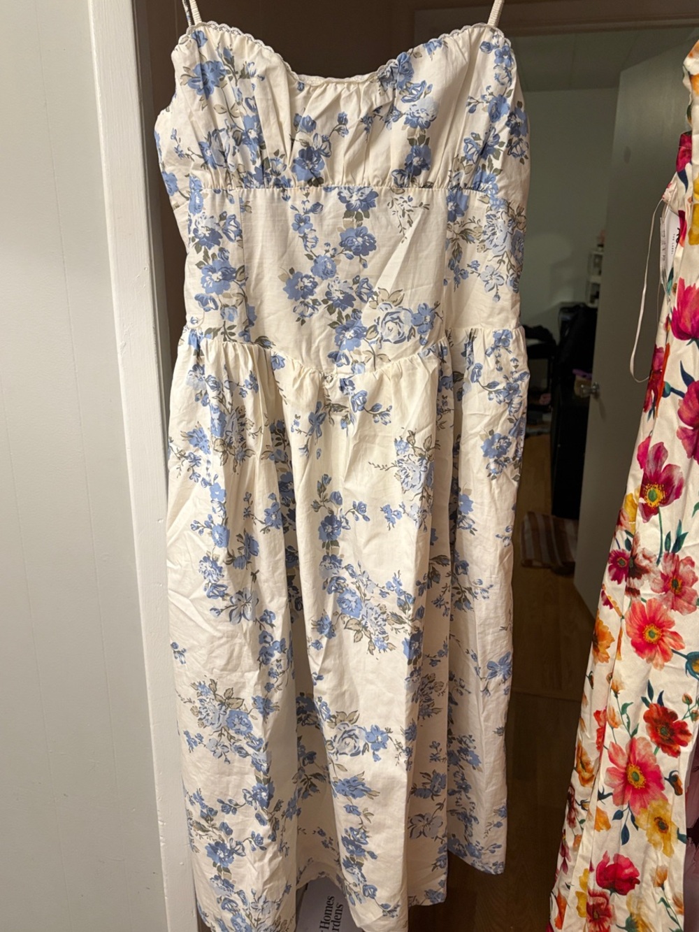 a new day Cream Midi Dress with Blue Floral Print